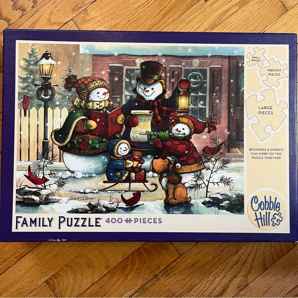 Cobble Hill "Song For The Season" Winter Snowman Family Jigsaw Puzzle 400 Pieces